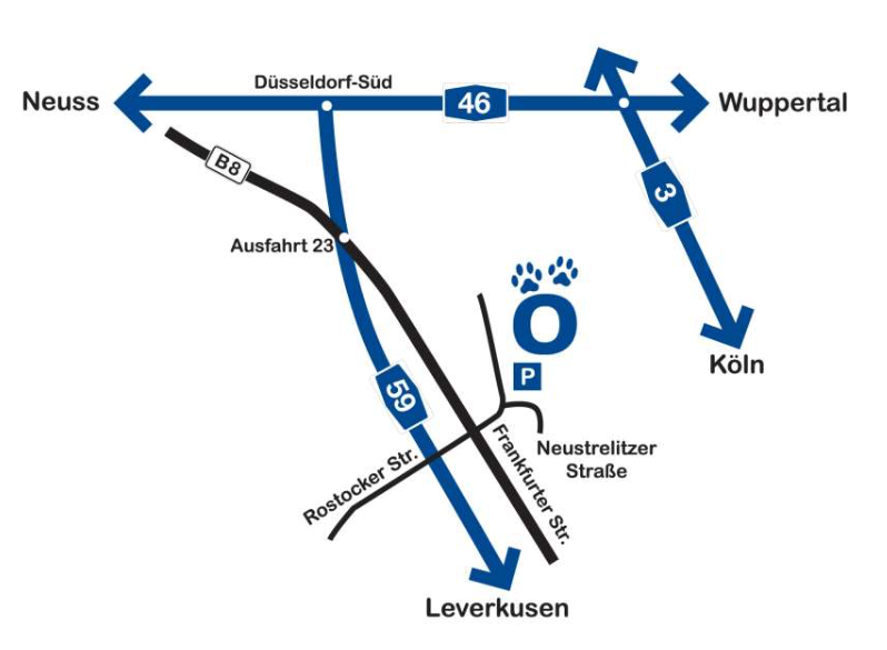 Anfahrt Kleintierpraxis Düsseldorf